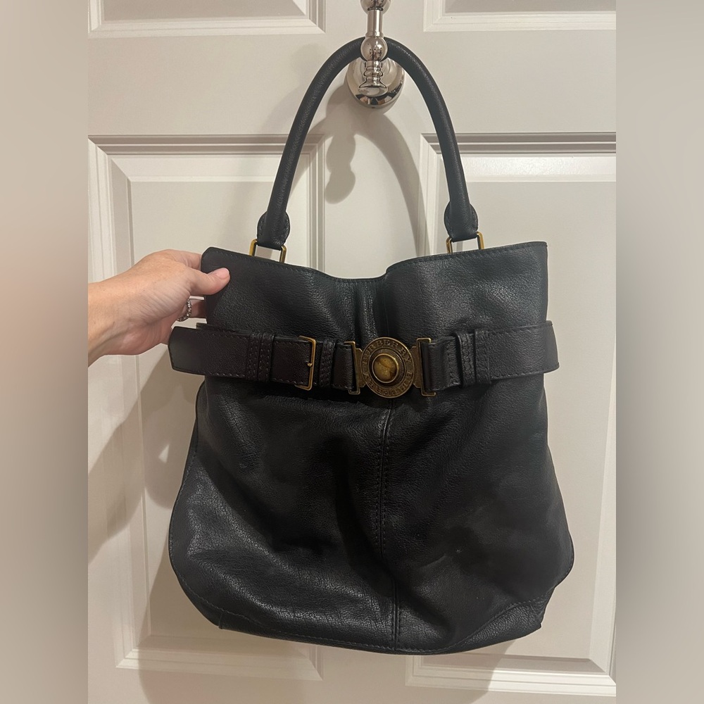 Burberry Black Shoulder Bag with Gold Accents